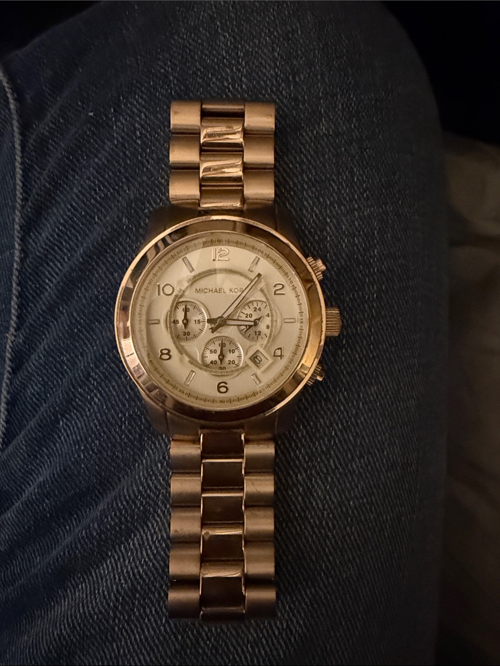 Michael Kors Rose Gold-Tone Link Chronograph Watch